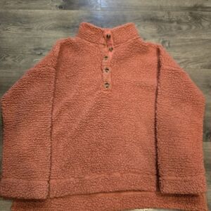 Men's Cozy Fleece Sweater - Rust